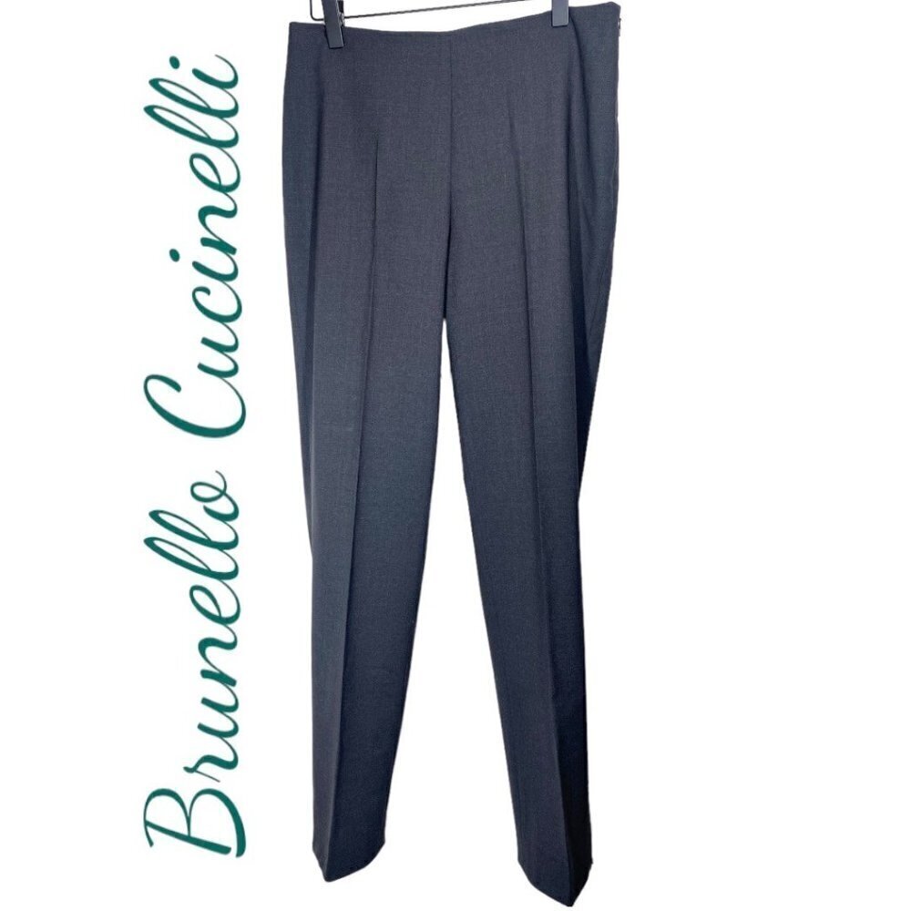 BRUNELLO CUCINELLI Virgin‎ Wool Tapered Ankle Mid Rise Dress Pants, Size 6